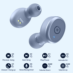 TOZO T10 True Wireless Earbuds in-Ear Bluetooth Headphones Stereo Calls  Touch Control IPX8 Waterproof Bluetooth5.3 - Gray (Charging Case Included)  - Walmart.com